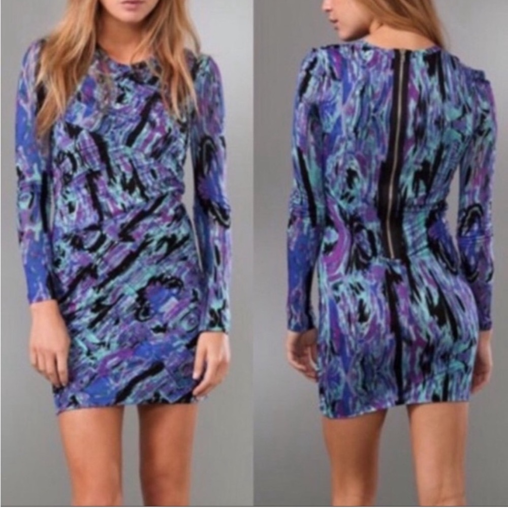 Torn by Ronny Kobo Bodycon form fitting ruched mini dress medium